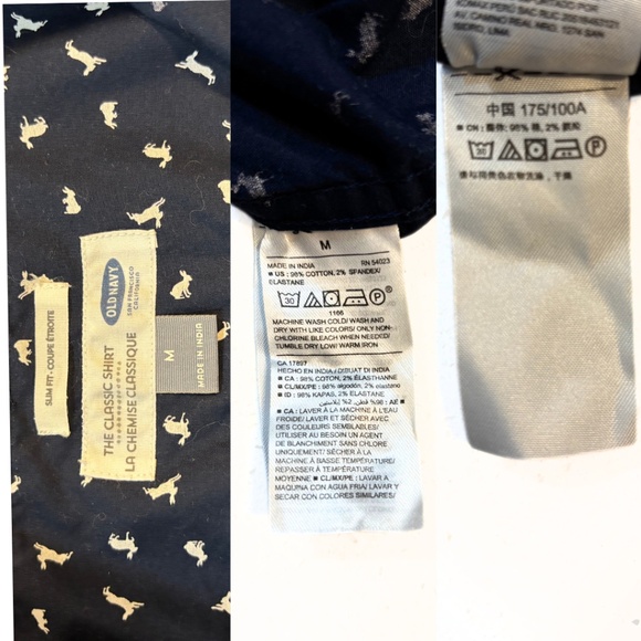 Old Navy The Classic Shirt Slim Fit Navy Rabbit Print Size M - Picture 8 of 8
